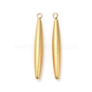 304 Stainless Steel Pendants, Oval Charms, Real 18K Gold Plated, 28x3.5mm, Hole: 1.6mm(STAS-H214-10G)