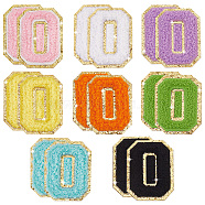 Elite 16Pcs 8 Colors Computerized Towel Embroidery Cloth Self Adhesive Patches, Chenille Appliques, Letter O, 55x40x4mm, 2pcs/color(PATC-PH0001-07A)