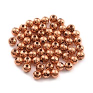 Round Rack Plating & Long-Lasting Plated Brass Beads, Nickel Free, Rose Gold, 5mm, Hole: 1mm(KK-P030-04RG-NF)