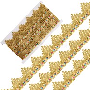 Metallic Polyester Ribbon, Garment Accessory, Triangle Pattern, Gold, 1-1/2 inch(38mm), about 5 yards/roll(OCOR-WH0077-57A)