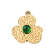 Ion Plating(IP) 304 Stainless Steel Pendants, with Glass, Clover, Golden, 16x14x4mm, Hole: 1.2mm(STAS-C108-12G)