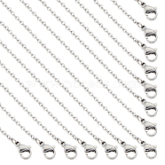 Unisex Classic Plain 304 Stainless Steel Mens Womens Necklaces, Cable Chain Necklaces, with Lobster Claw Clasps, Stainless Steel Color, 23.63 inch(60cm), 30pcs/box(STAS-UN0003-38P)