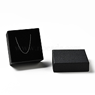 Texture Paper Jewelry Gift Boxes, with Sponge Mat Inside, Square, Black, 7.5x7.5x3.4cm, Inner Diameter: 6.9x6.9cm, Deep: 3.2cm(OBOX-G016-C02-B)