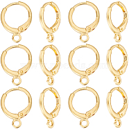 50Pcs Brass Leverback Earring Findings, with Loop, Golden, 15x11.5x2mm, Hole: 2mm, Pin: 1mm(KK-SC0004-22G)