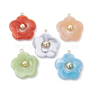 Acrylic Pendant, Flower, Mixed Color, 30x27x5mm, Hole: 2mm(PALLOY-JF02468)
