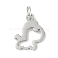 Non-Tarnish 304 Stainless Steel Pendants, Twelve Chinese Zodiac Charms, with Jump Ring, Horse, 13.5x11x0.9mm, Hole: 3.1mm(STAS-L279-001P-07)