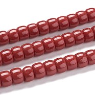 K9 Glass Beads Strands, Imitation Jade Glass Beads, Column, Dark Red, 8~8.5x5.5~6mm, Hole: 1.4mm, about 67pcs/Strand, 15.83 inch(40.2cm)(GLAA-K039-C01)
