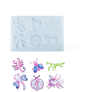 DIY Silhouette Silicone Pendant Molds, Resin Casting Molds, For UV Resin, Epoxy Resin Decoration Making, Insects, 139x207x7mm, Hole: 4.5mm, Inner Diameter: 32~61x52~66.5mm(SIMO-D004-02A)