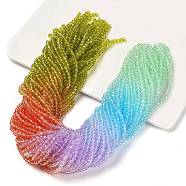Transparent Painted Glass Beads Strands, Faceted, Rondelle, Colorful, 3.7x3.2mm, Hole: 0.7mm, about 105pcs/strand, 13.39''(34cm)(DGLA-A034-T3mm-A12)
