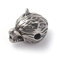316 Surgical Stainless Steel Beads, Leopard Head, Antique Silver, 10x10x14mm, Hole: 2mm(STAS-F190-16AS)