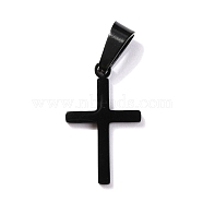 304 Stainless Steel Pendants, for Jewelry Making, Cross, Electrophoresis Black, 20.5x12.5x1.2mm, Hole: 3.5x7mm(STAS-P253-09EB)