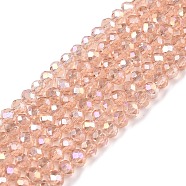 Electroplate Glass Beads Strands, AB Color Plated, Faceted, Rondelle, Misty Rose, 2.9~3.3x2mm, Hole: 0.8mm, about 148~150pcs/strand, 15.55~15.75 inch(39.5~40cm)(EGLA-A044-T2mm-B21)