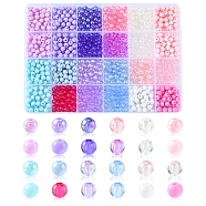 120G 24 Style Transparent & Opaque Acrylic Beads, Round, Mixed Color, 6x5mm, Hole: 1.8mm, 5g/style(OACR-FS0001-21)