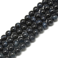 Natural Tiger Eye Beads Strands,  Dyed, Round, Prussian Blue, 8~8.5mm, Hole: 1mm, about 47~48pcs/strand, 14.96~15.55 inch(38~39.5cm)(G-S300-8mm-107F)