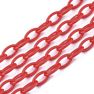 Opaque Acrylic Cable Chains, Horse Eye, Red, 13x8x2mm, 18.5 inch~19.29 inch(47~49cm)/strand(X-SACR-N010-001E)