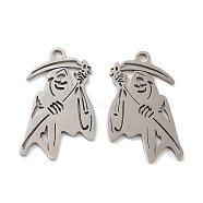 201 Stainless Steel Pendants, Witch Charm, Stainless Steel Color, 20x12x0.8mm, Hole: 1.5mm(STAS-Q245-12P)