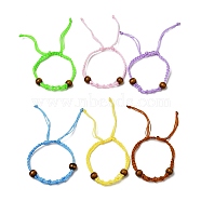 12Pcs Adjustable Braided Nylon Cord Macrame Pouch Bracelet Making, Interchangeable Stone, with Natural Wood Beads, Mixed Color, Inner Diameter: 1-7/8~3-1/4 inch(4.7~8.4cm)(AJEW-SW00010-04)