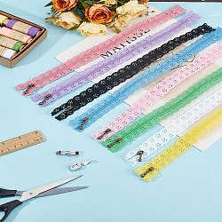 Garment Accessories, including Nylon Lace Zipper and Zinc Alloy Domestic Sewing Machine Presser Foot, Mixed Color, 34x2.4cm(FIND-LP0006-16)