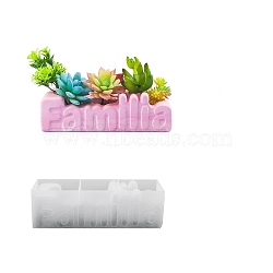 Word Familia Flower Pot DIY Silicone Molds, Resin Casting Molds, For UV Resin, Epoxy Resin Decoration Making, White, 185x67x55.5mm(SIMO-D004-04A)