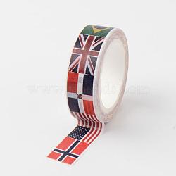 Flags Pattern DIY Scrapbook, Decorative Paper Tapes, Adhesive Tapes, Red, 15mm, about 10m/roll(DIY-F004-10A)