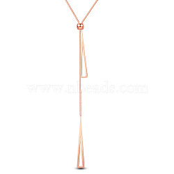 SHEGRACE Titanium Steel Lariat Necklaces, with Lobster Caw Clasps, Triangle, Rose Gold, 16.1 inch(41cm)(JN971A)