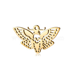 201 Stainless Steel Pendants, Moth Charms, Golden, 30x17mm(SKUL-PW0003-01G)
