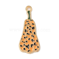 Thanksgiving Day Alloy Pendants, with Enamel, Golden, Pumpkin, 31x13x1.6mm, Hole: 1.8mm(ENAM-R007-01G-10)