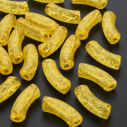 Transparent Crackle Acrylic Beads, Curved Tube, Gold, 35x11.5x13.5mm, Hole: 3.5mm, about 148pcs/500g(CACR-S009-001B-N81)