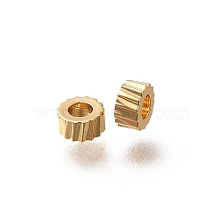 Brass Beads, Flat Round, Real 18K Gold Plated, 4x2mm, Hole: 1.8mm(KK-K378-72G)