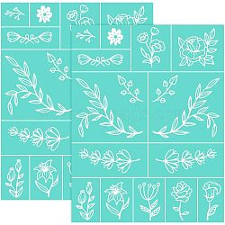 Self-Adhesive Silk Screen Printing Stencil, for Painting on Wood, DIY Decoration T-Shirt Fabric, Turquoise, Floral Pattern, 28x22cm(DIY-WH0173-021-04)