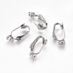 Tarnish Resistant 304 Stainless Steel Clip-on Earring Converters Findings, for Non-Pierced Ears, Stainless Steel Color, 19~21x10x3.5mm(STAS-E453-03P)