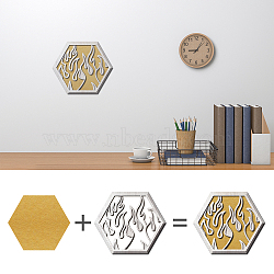 Custom Wool Felt & Wood Wall Decorations, Home Decorations, Hexagon, Fire Pattern, Finished: 305x265mm, 1pc(DIY-WH0376-013)