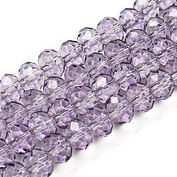 Transparent Baking Paint Glass Beads Strands, Faceted, Rondelle, Medium Purple, 8x6mm, Hole: 1.4mm, about 64pcs/strand, 15.16''(38.5cm)(DGLA-A034-T8mm-D07)