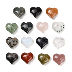 Natural & Synthetic Mixed Stone Beads, Love Heart, Mixed Dyed and Undyed, 13~14x14~15x8~9mm, Hole: 1.6~1.8mm(GG-CBA4A3B-C23-01)