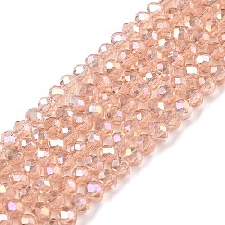 Electroplate Glass Beads Strands, AB Color Plated, Faceted, Rondelle, Misty Rose, 2.9~3.3x2mm, Hole: 0.8mm, about 148~150pcs/strand, 15.55~15.75 inch(39.5~40cm)(EGLA-A044-T2mm-B21)