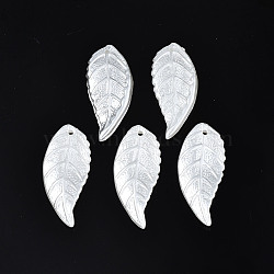 ABS Plastic Imitation Pearl Pendants, Leaf, Creamy White, 33.5x14.5x3mm, Hole: 1.4mm, about 625pcs/500g(OACR-N008-122)