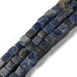 Natural Sodalite Beads Strands, Cube, 4~5x4~5x4~5mm, Hole: 0.8mm, about 85pcs/strand, 15.35 inch(39cm)(G-C084-E06-02)