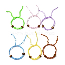 12Pcs Adjustable Braided Nylon Cord Macrame Pouch Bracelet Making, Interchangeable Stone, with Natural Wood Beads, Mixed Color, Inner Diameter: 1-7/8~3-1/4 inch(4.7~8.4cm)(AJEW-SW00010-04)