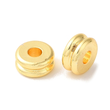 Rack Plating European Brass Beads, Large Hole Beads, Grooved Column, Long-Lasting Plated, Real 18K Gold Plated, 6x3mm, Hole: 4.1mm