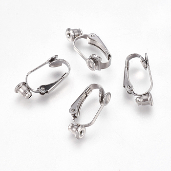 Tarnish Resistant 304 Stainless Steel Clip-on Earring Converters Findings, for Non-Pierced Ears, Stainless Steel Color, 19~21x10x3.5mm