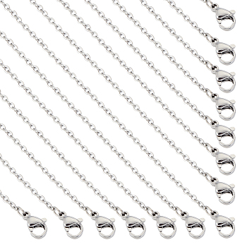 Unisex Classic Plain 304 Stainless Steel Mens Womens Necklaces, Cable Chain Necklaces, with Lobster Claw Clasps, Stainless Steel Color, 23.63 inch(60cm), 30pcs/box