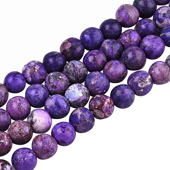 Natural American Turquoise Beads Strands, Dyed & Heated, Round, Indigo, 4mm, Hole: 0.8mm, about 47~48pcs/strand, 15 inch(38cm)