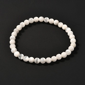 Natural Selenite Beads Stretch Bracelets, 1/4 inch(0.6cm), Inner Diameter: 2-1/8 inch(5.5cm)