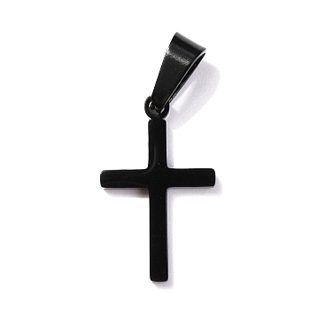 304 Stainless Steel Pendants, for Jewelry Making, Cross, Electrophoresis Black, 20.5x12.5x1.2mm, Hole: 3.5x7mm