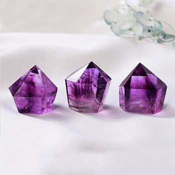 Tower Natural Amethyst Display Decorations, Healing Stone Wands, for Reiki Chakra Meditation Therapy Decos, Hexagon Prism, 15~30mm, 20~30g/pc