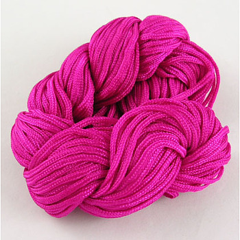Nylon Thread, Nylon Jewelry Cord for Custom Woven Bracelets Making, Deep Pink, 1.5mm, 14m/batch