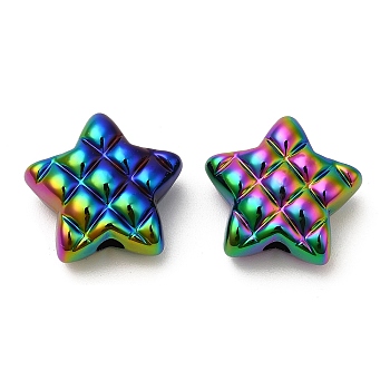Opaque Acrylic Beads, AB Color Plated, Star, Colorful, 19.5x19.5x9mm, Hole: 3.5mm