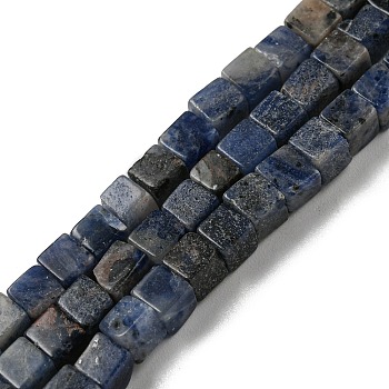 Natural Sodalite Beads Strands, Cube, 4~5x4~5x4~5mm, Hole: 0.8mm, about 85pcs/strand, 15.35 inch(39cm)