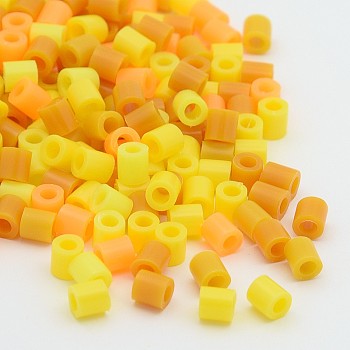 Mixed PE DIY Melty Beads Fuse Beads Refills, Tube, Yellow, 5x5mm, Hole: 3mm