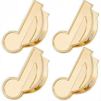 4Pcs Musical Note Zinc Alloy Clips, for Paper Document, School Office Supplies, Golden, 31x17x17mm